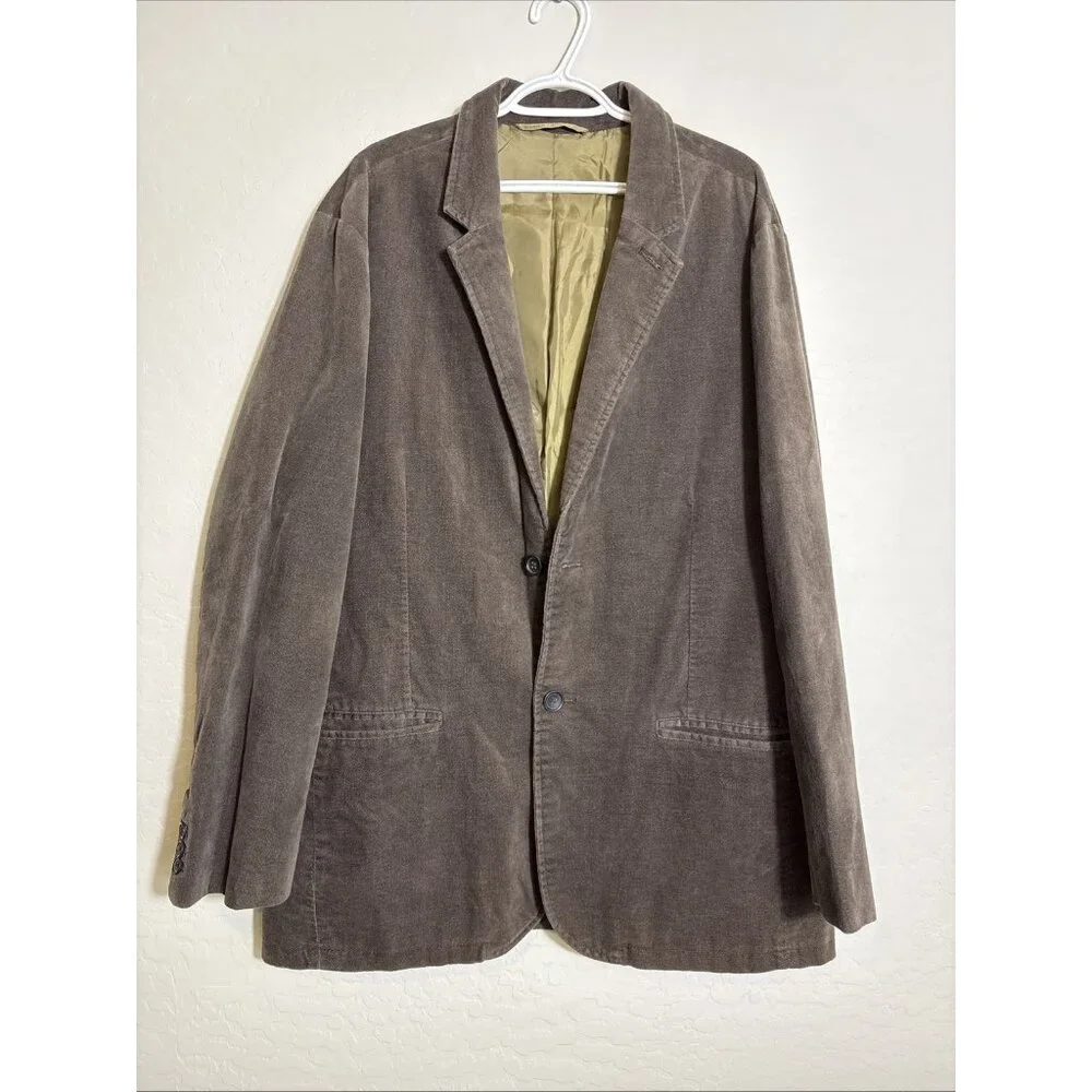 Gap Men XL Brown Suede Cotton Academia Y2K VTG Preppy 2-Button Blazer Grandpa‎